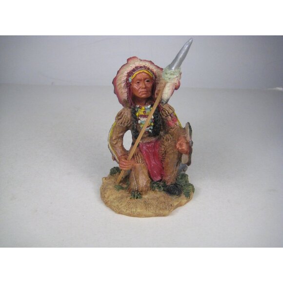 Native American Feather Headdress Spear 6 in Resin Figure Statue CHIP - Picture 1 of 14